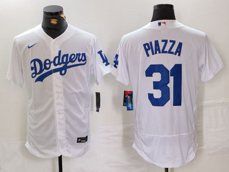 Men Los Angeles Dodgers #31 Piazza White Elite 2024 Nike MLB Jersey style 1